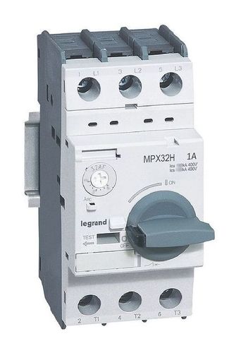 Силовой автомат для защиты двигателя Legrand MPX³ 1А 3P, термомагнитный расцепитель, 417324