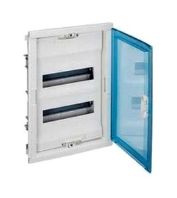 Распределительный шкаф Nedbox 48 мод., IP40, встраиваемый, пластик, прозрачная синяя дверь, с клеммами