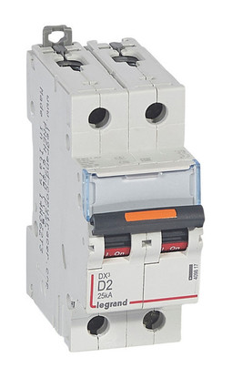 Автоматический выключатель DX³ 2P 2А (D) 25кА