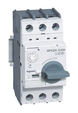 Силовой автомат для защиты двигателя MPX³ 0.63А 3P, термомагнитный расцепитель, 417323
